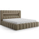 Lit coffre 160x200 sommier et LED inclus Auria Velours Marron