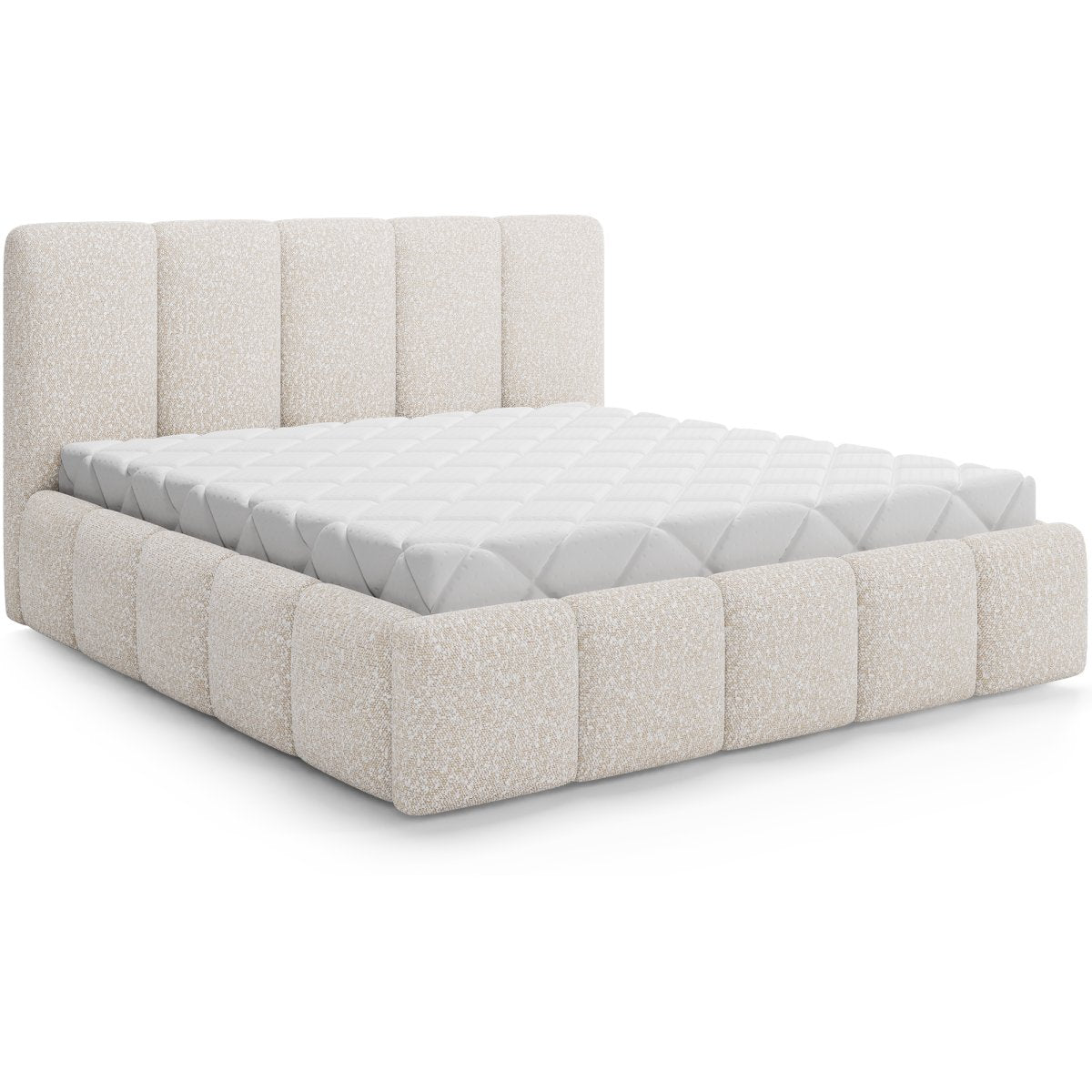 Lit coffre 140x200 sommier inclus Klaus Bouclé Beige - vue 2