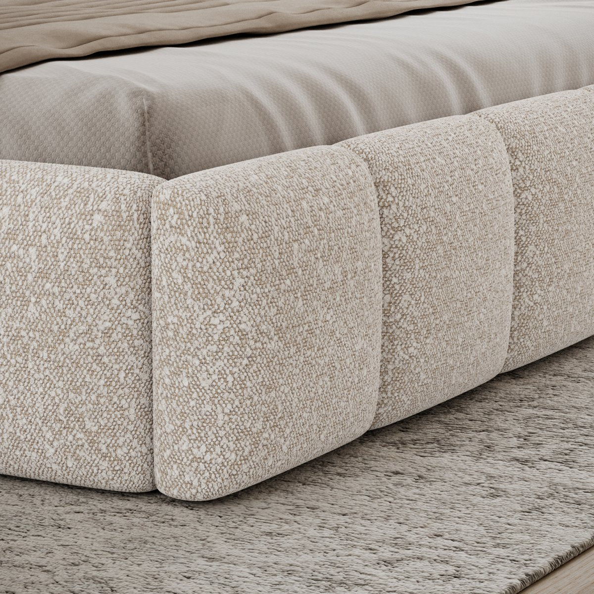 Lit coffre 140x200 sommier inclus Klaus Bouclé Beige - vue 5