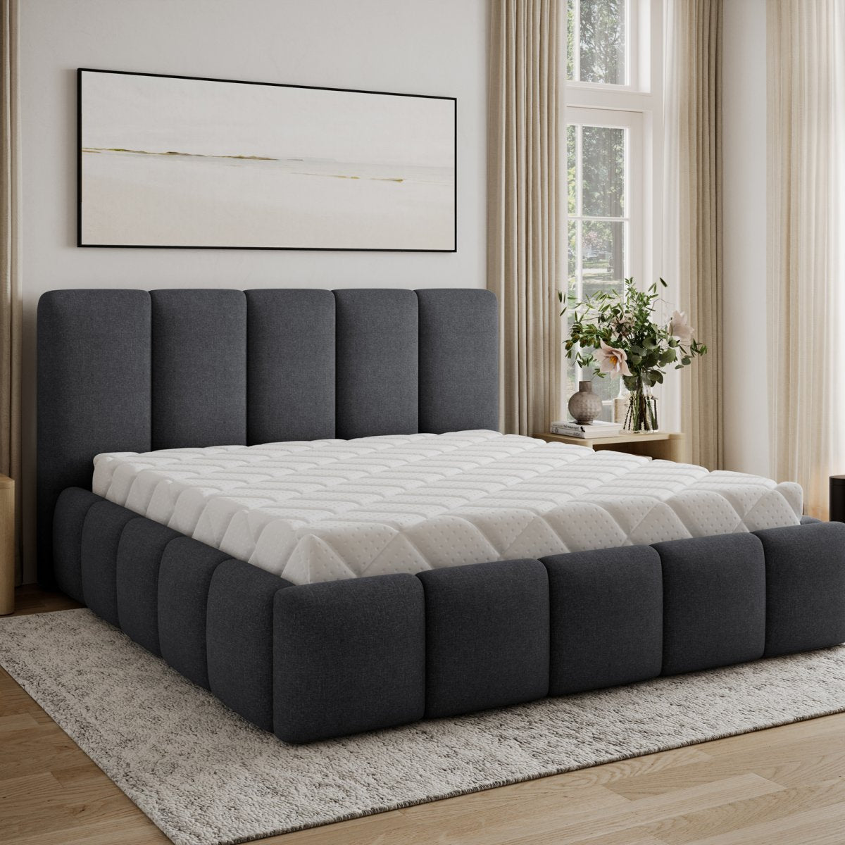 Lit coffre 140x200 sommier inclus Klaus Gris Foncé - vue 7