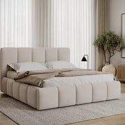Lit coffre 140x200 sommier inclus Klaus Texturé Beige