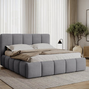 Lit coffre 140x200 sommier inclus Klaus Texturé Gris