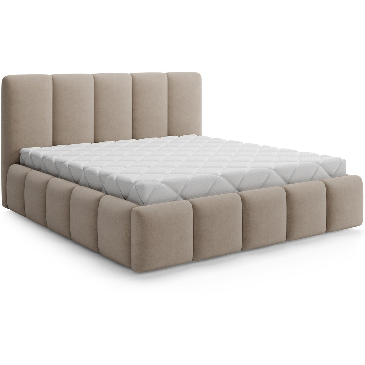 Lit coffre 140x200 sommier inclus Klaus Velours Beige - vue 2