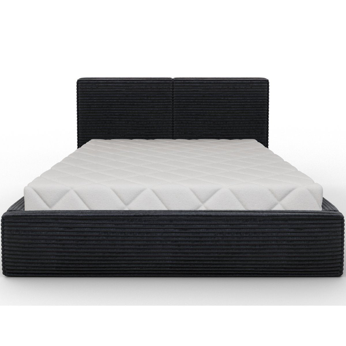 Lit coffre 140x200 sommier inclus Nox Velours côtelé Noir - vue 3