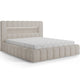 Lit coffre 160x200 sommier et LED inclus Auria Velours côtelé Crème