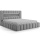 Lit coffre 160x200 sommier et LED inclus Auria Velours Gris clair