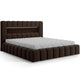 Lit coffre 160x200 sommier et LED inclus Auria Velours Marron foncé