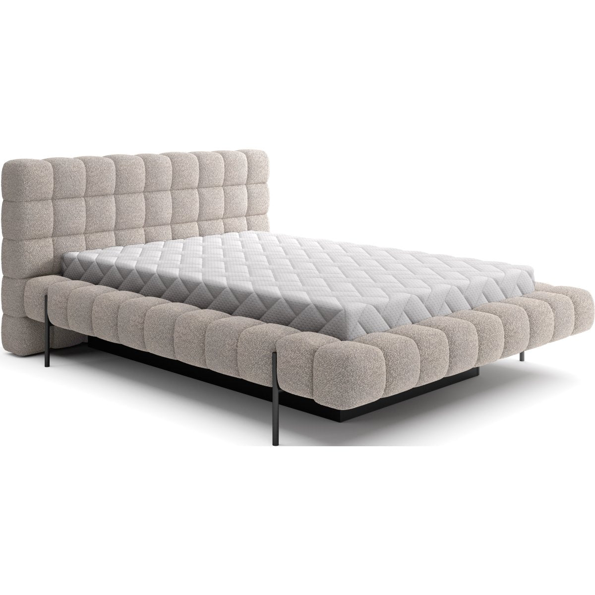 Lit coffre 160x200 sommier inclus Ezio Texturé Beige - vue 2