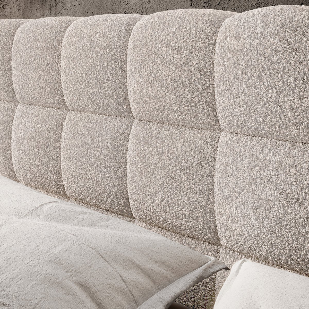 Lit coffre 160x200 sommier inclus Ezio Texturé Beige - vue 3