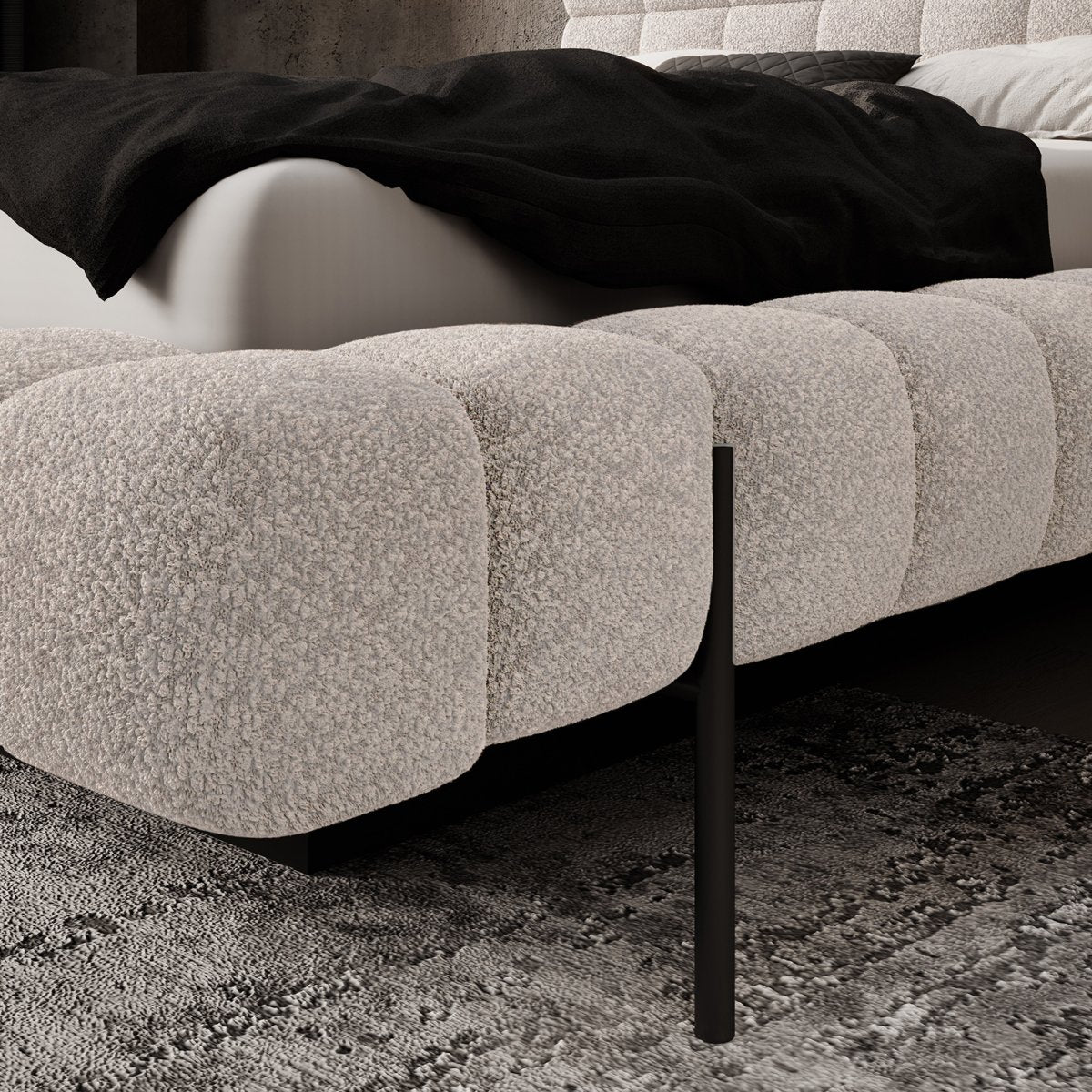 Lit coffre 160x200 sommier inclus Ezio Texturé Beige - vue 6
