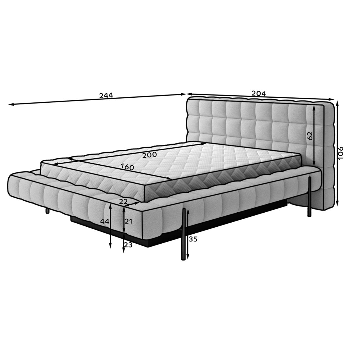 Lit coffre 160x200 sommier inclus Ezio Texturé Beige - vue 8