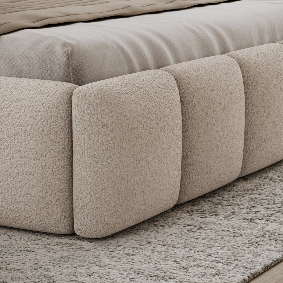 Lit coffre 160x200 sommier inclus Klaus Texturé Beige - vue 5
