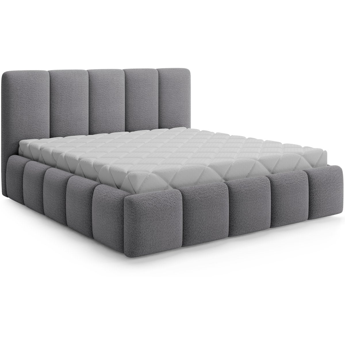 Lit coffre 160x200 sommier inclus Klaus Texturé Gris - vue 2