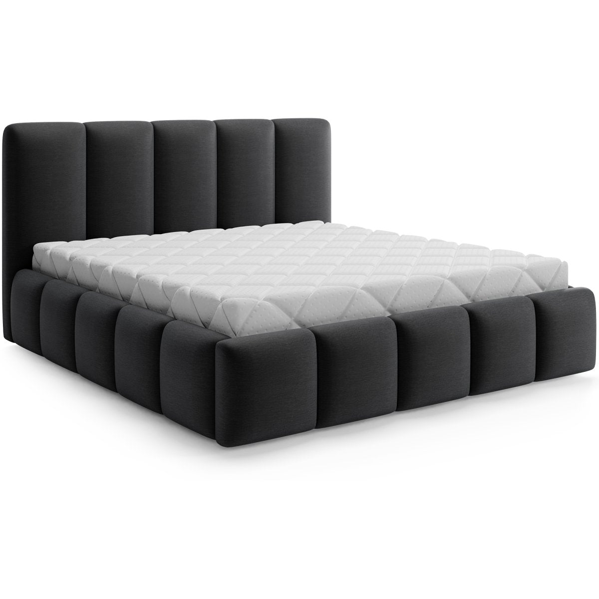 Lit coffre 160x200 sommier inclus Klaus Velours Gris foncé - vue 2