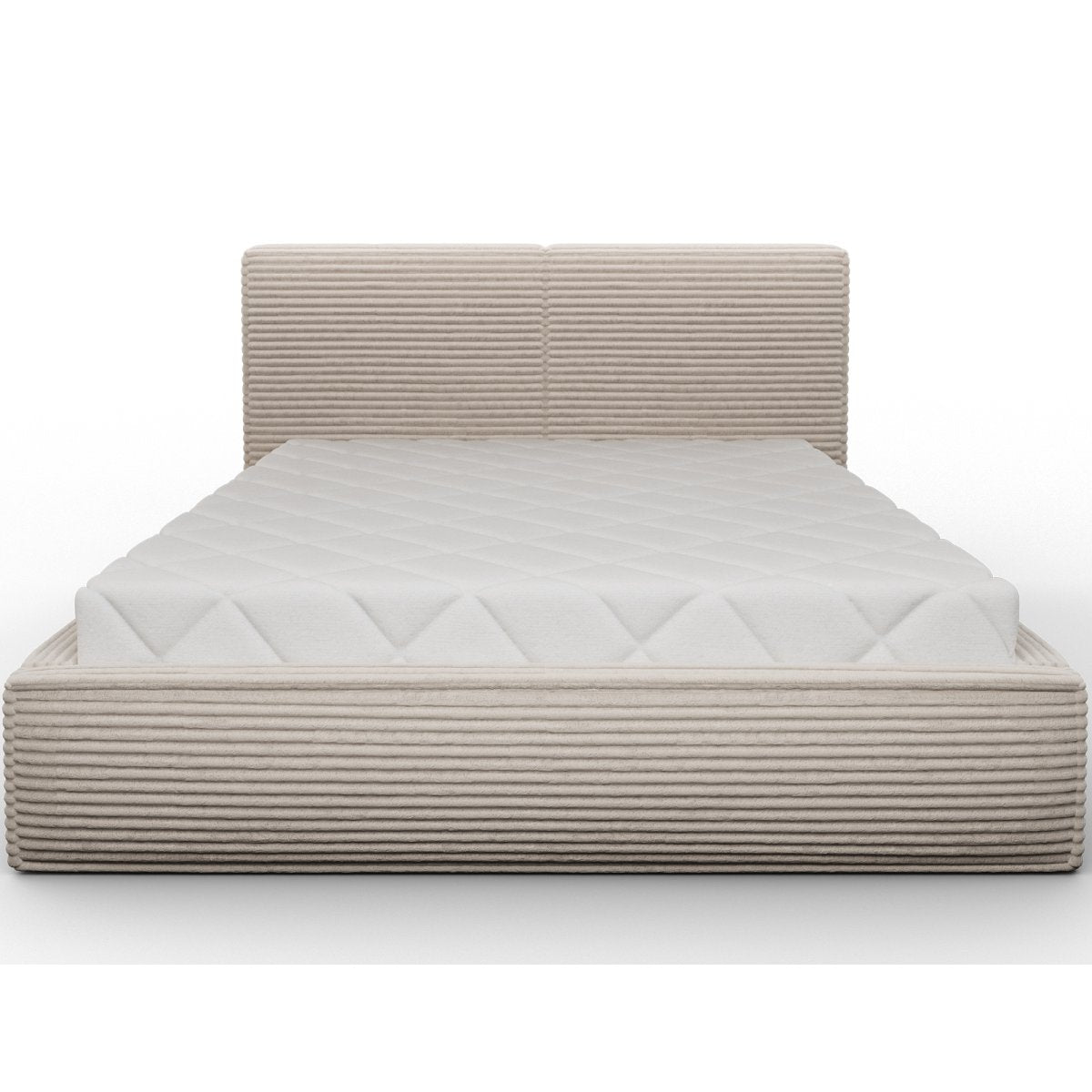 Lit coffre 160x200 sommier inclus Nox Velours côtelé Beige - vue 3
