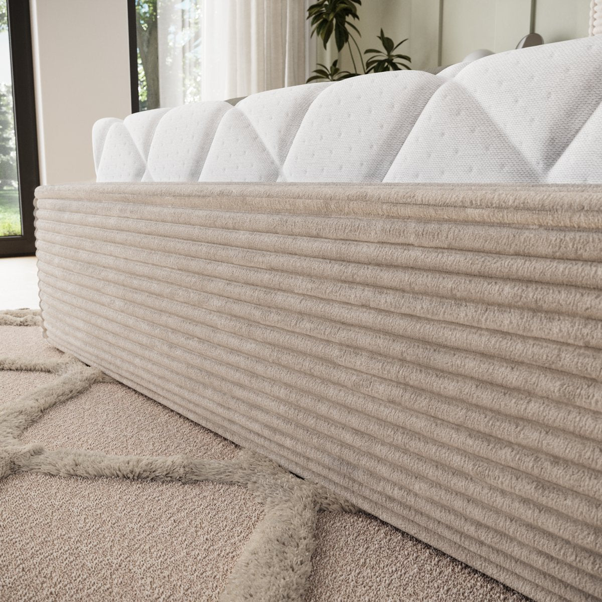 Lit coffre 160x200 sommier inclus Nox Velours côtelé Beige - vue 6