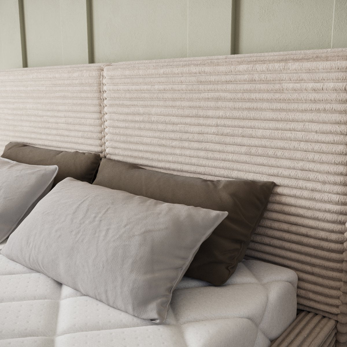 Lit coffre 160x200 sommier inclus Nox Velours côtelé Beige - vue 7