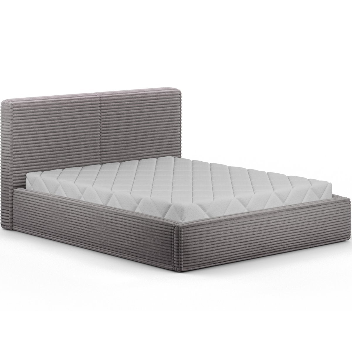 Lit coffre 160x200 sommier inclus Nox Velours côtelé Gris - vue 2