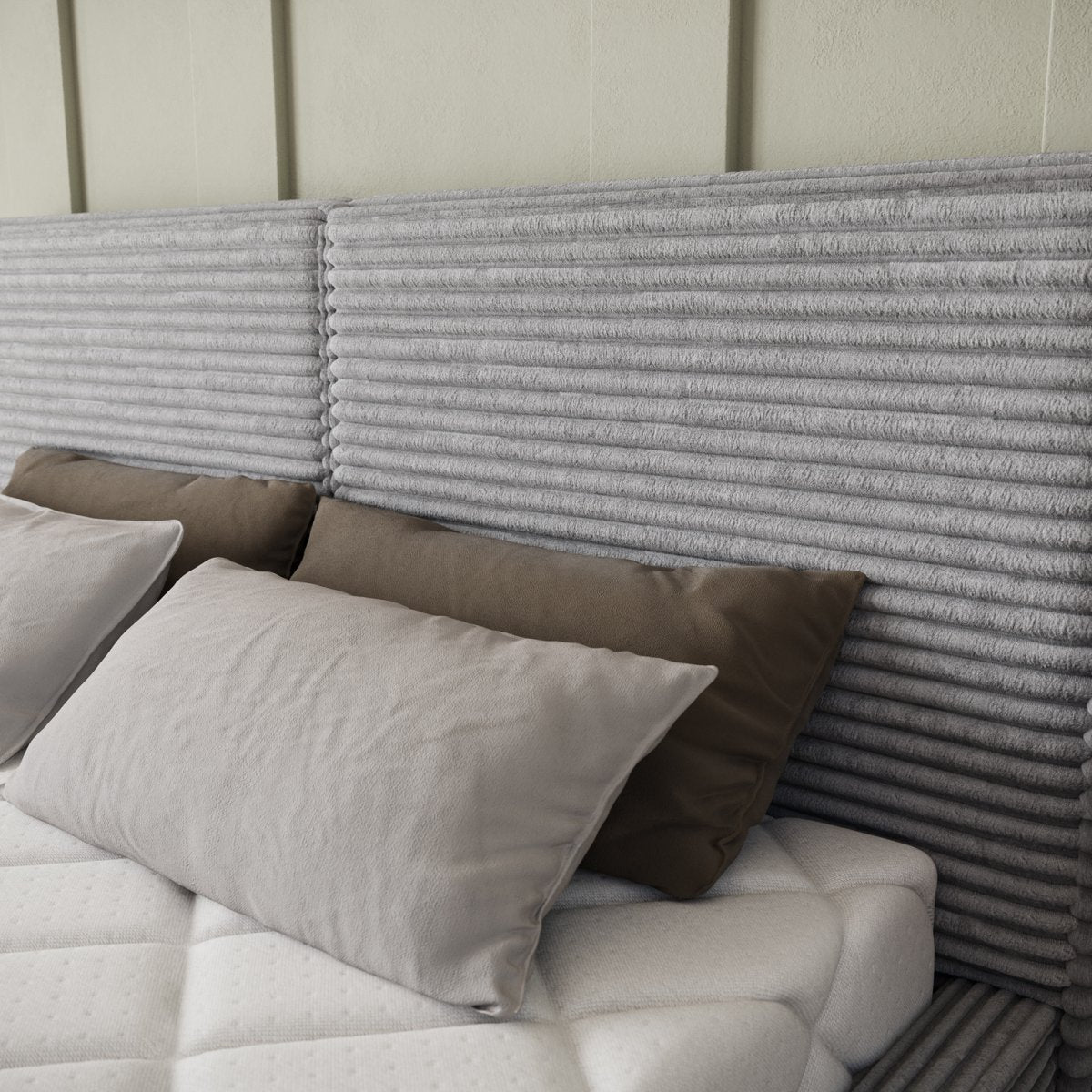 Lit coffre 160x200 sommier inclus Nox Velours côtelé Gris - vue 7