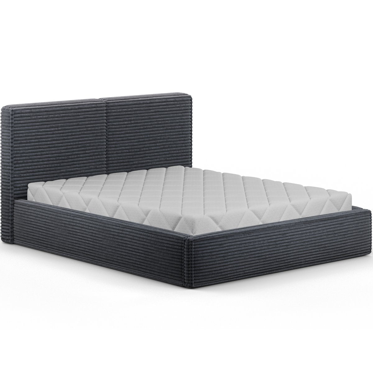 Lit coffre 160x200 sommier inclus Nox Velours côtelé Gris foncé - vue 2