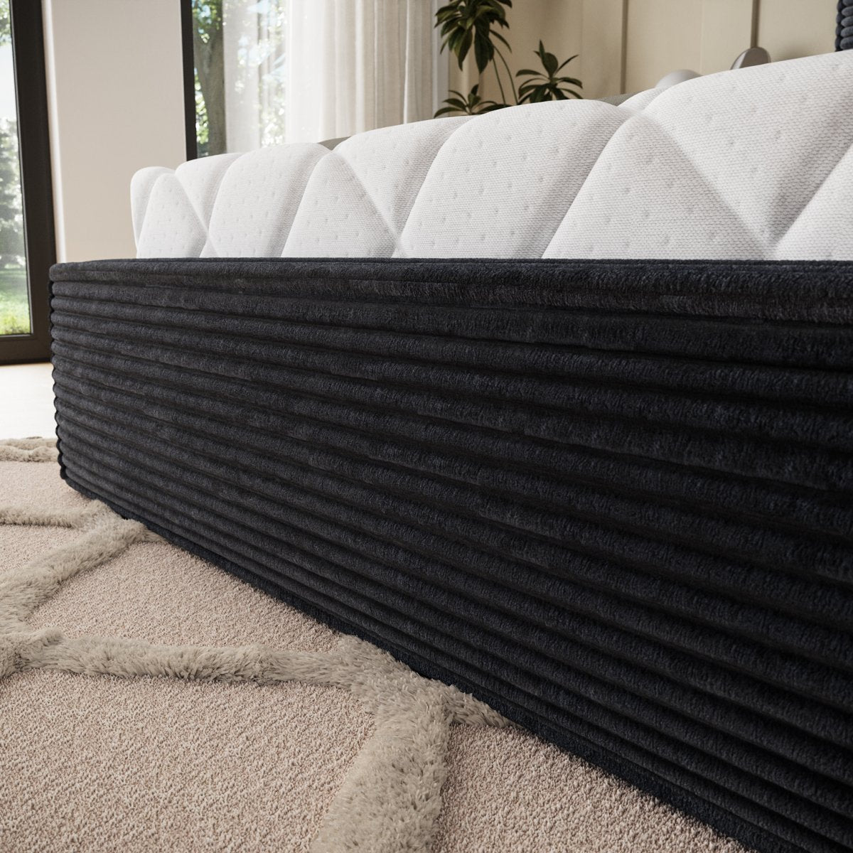 Lit coffre 160x200 sommier inclus Nox Velours côtelé Noir - vue 6