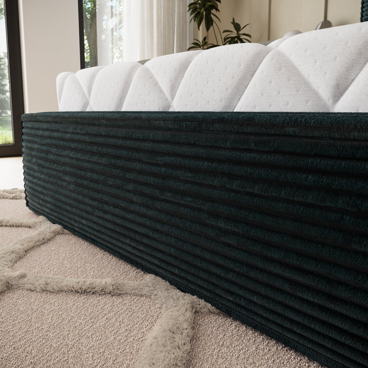 Lit coffre 160x200 sommier inclus Nox Velours côtelé Vert foncé - vue 6
