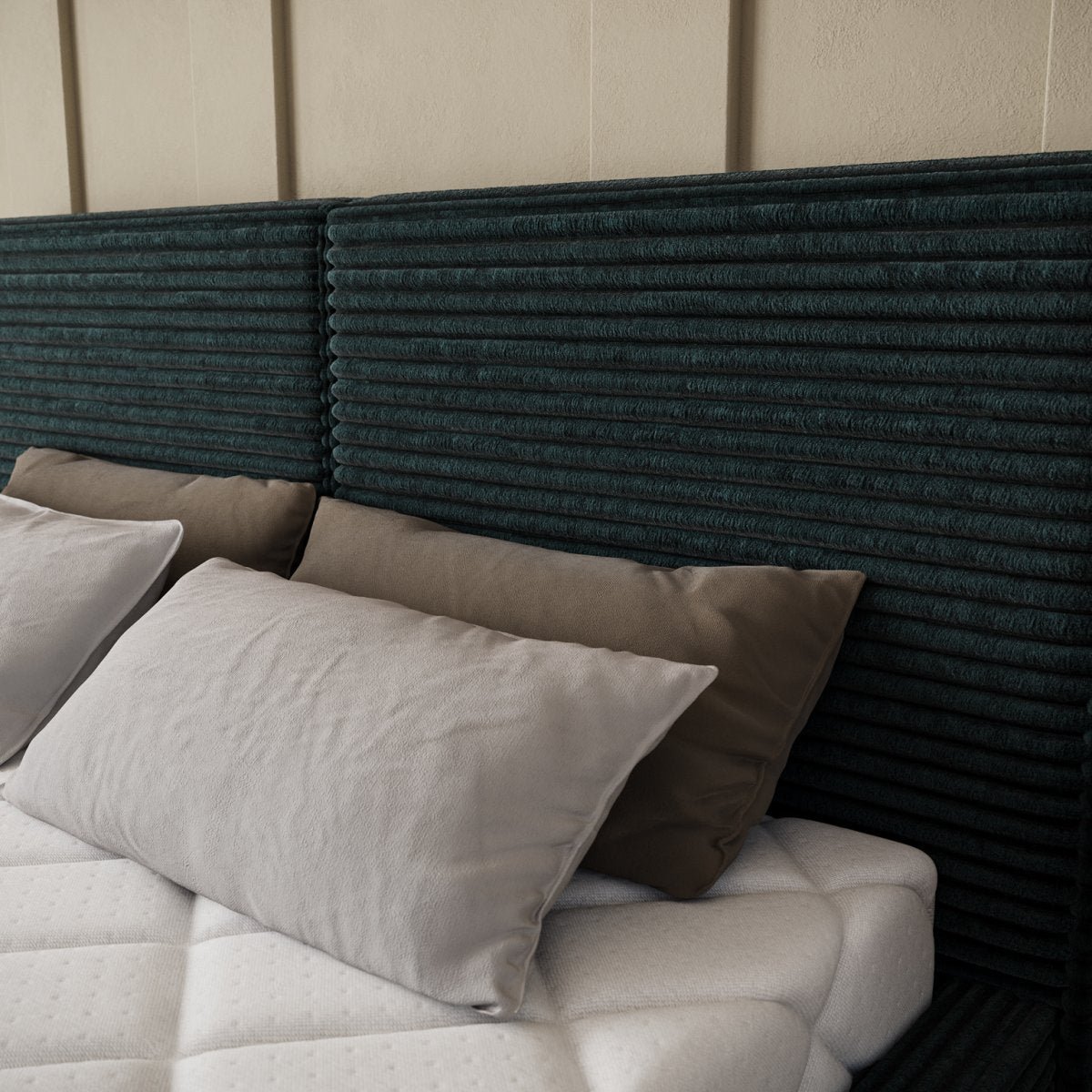 Lit coffre 160x200 sommier inclus Nox Velours côtelé Vert foncé - vue 7