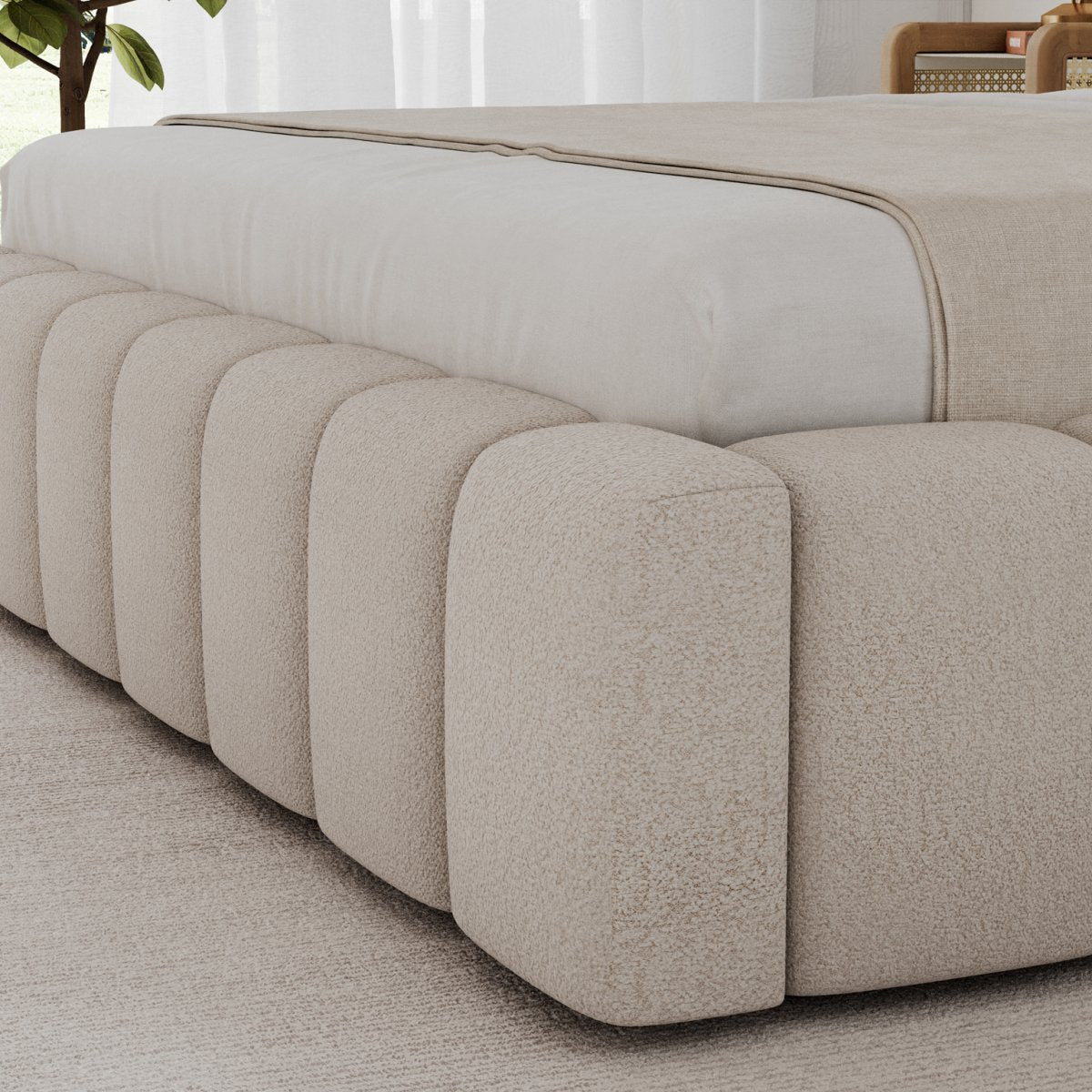 Lit coffre 180x200 sommier et LED inclus Auria Texturé Beige - vue 5