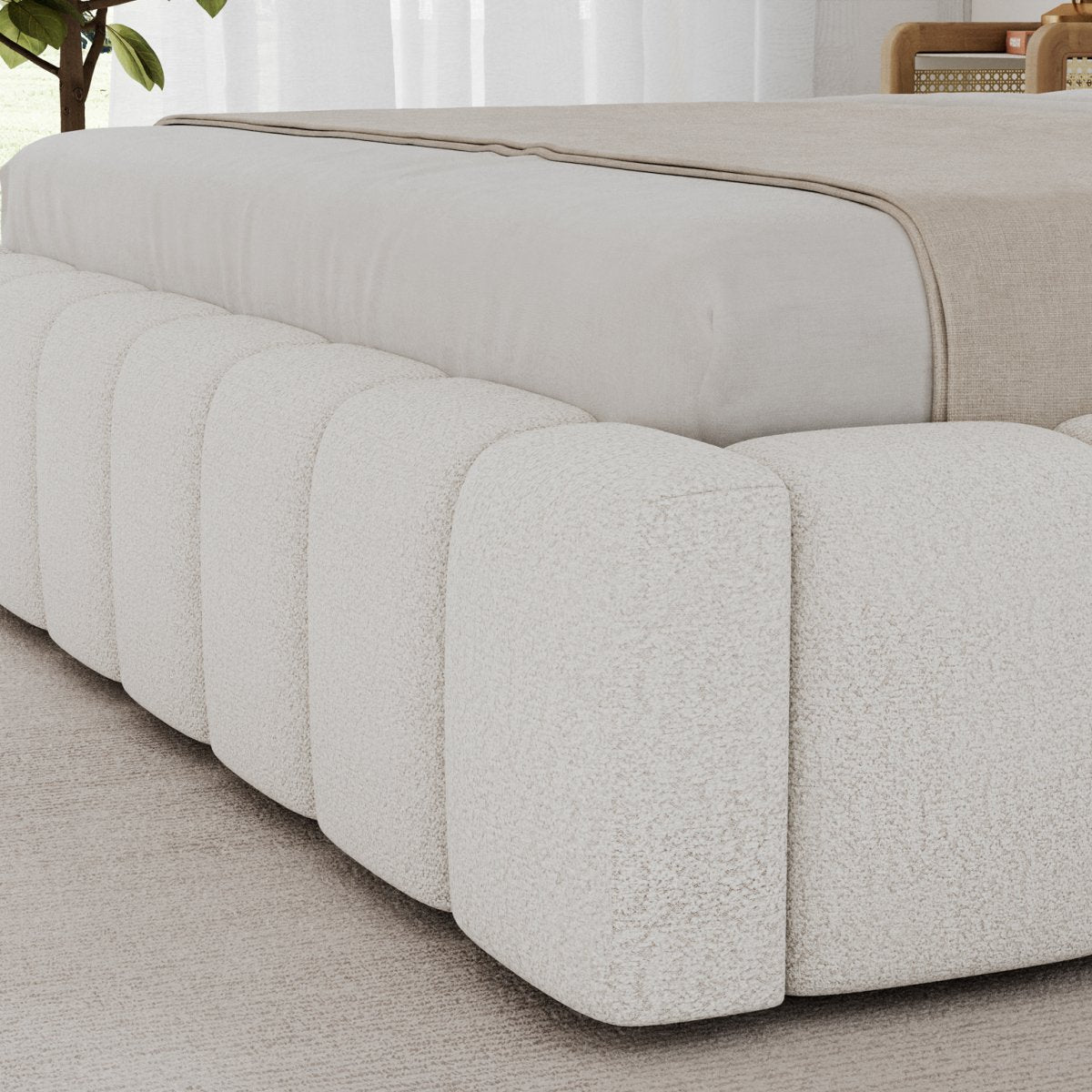 Lit coffre 180x200 sommier et LED inclus Auria Texturé Blanc - vue 5