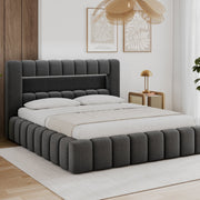 Lit 180x200 sommier inclus Klaus Velours Gris foncé - vue 10