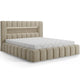 Lit coffre 180x200 sommier et LED inclus Auria Velours Beige