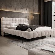 Lit coffre 180x200 sommier inclus Ezio Texturé Beige