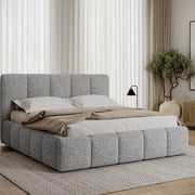 Lit coffre 180x200 sommier inclus Klaus Bouclé Gris