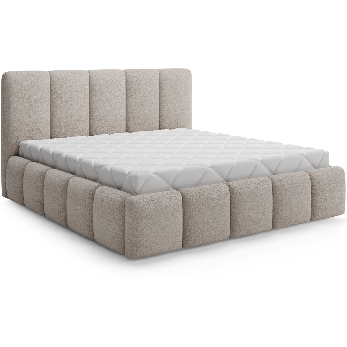 Lit coffre 180x200 sommier inclus Klaus Texturé Beige - vue 2