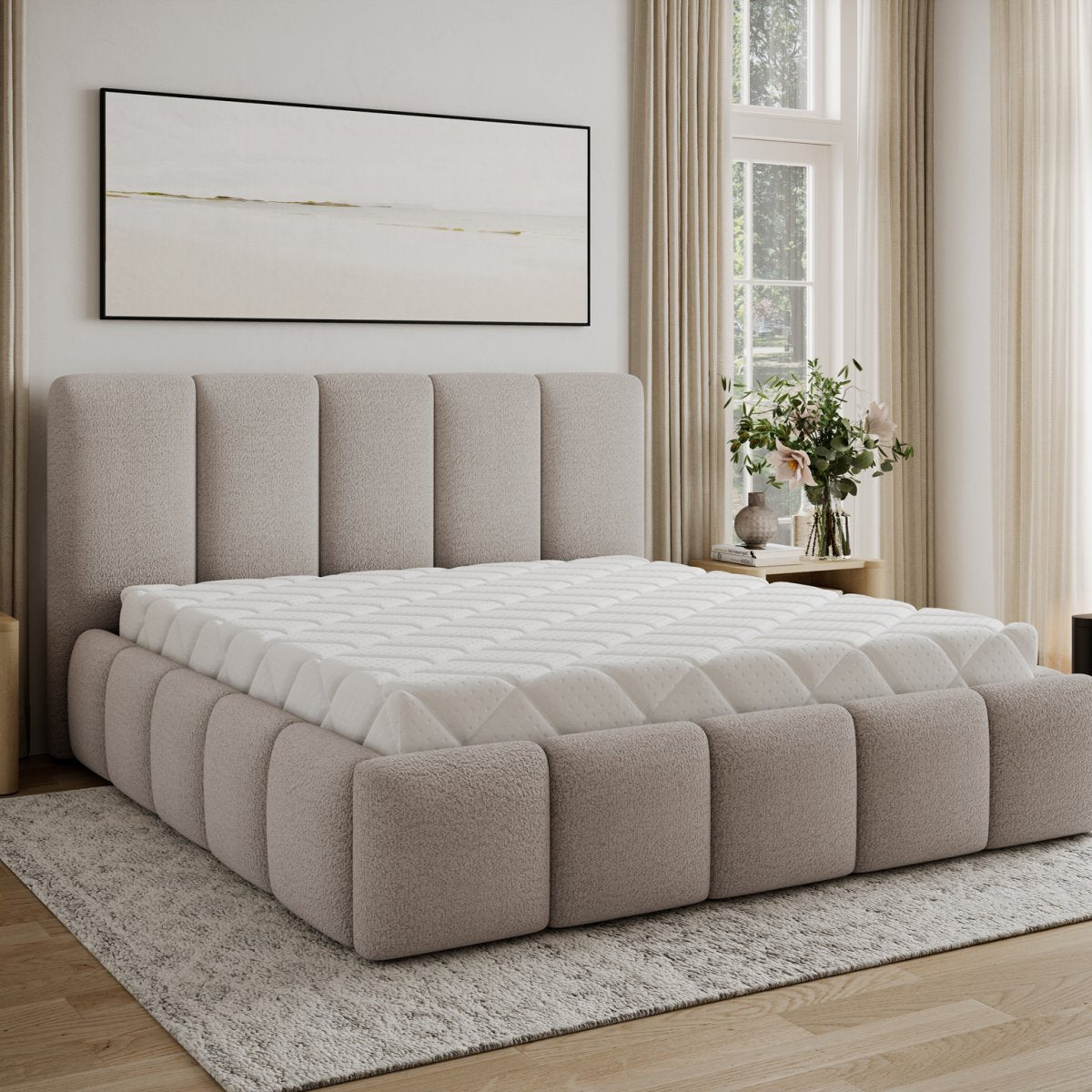 Lit coffre 180x200 sommier inclus Klaus Texturé Cachemire - vue 7