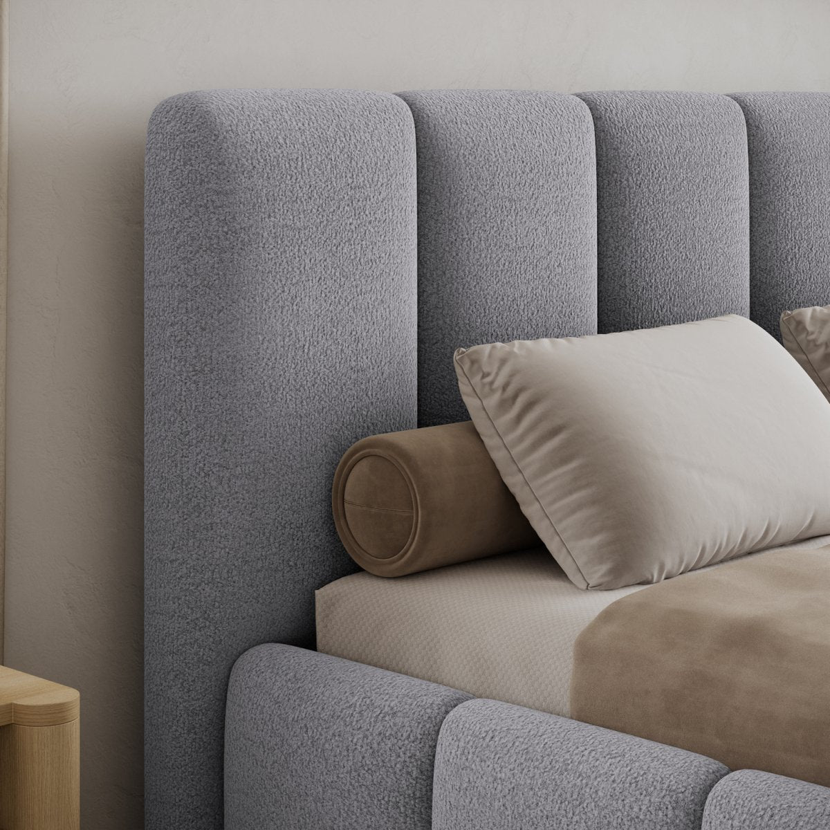 Lit coffre 180x200 sommier inclus Klaus Texturé Gris - vue 6