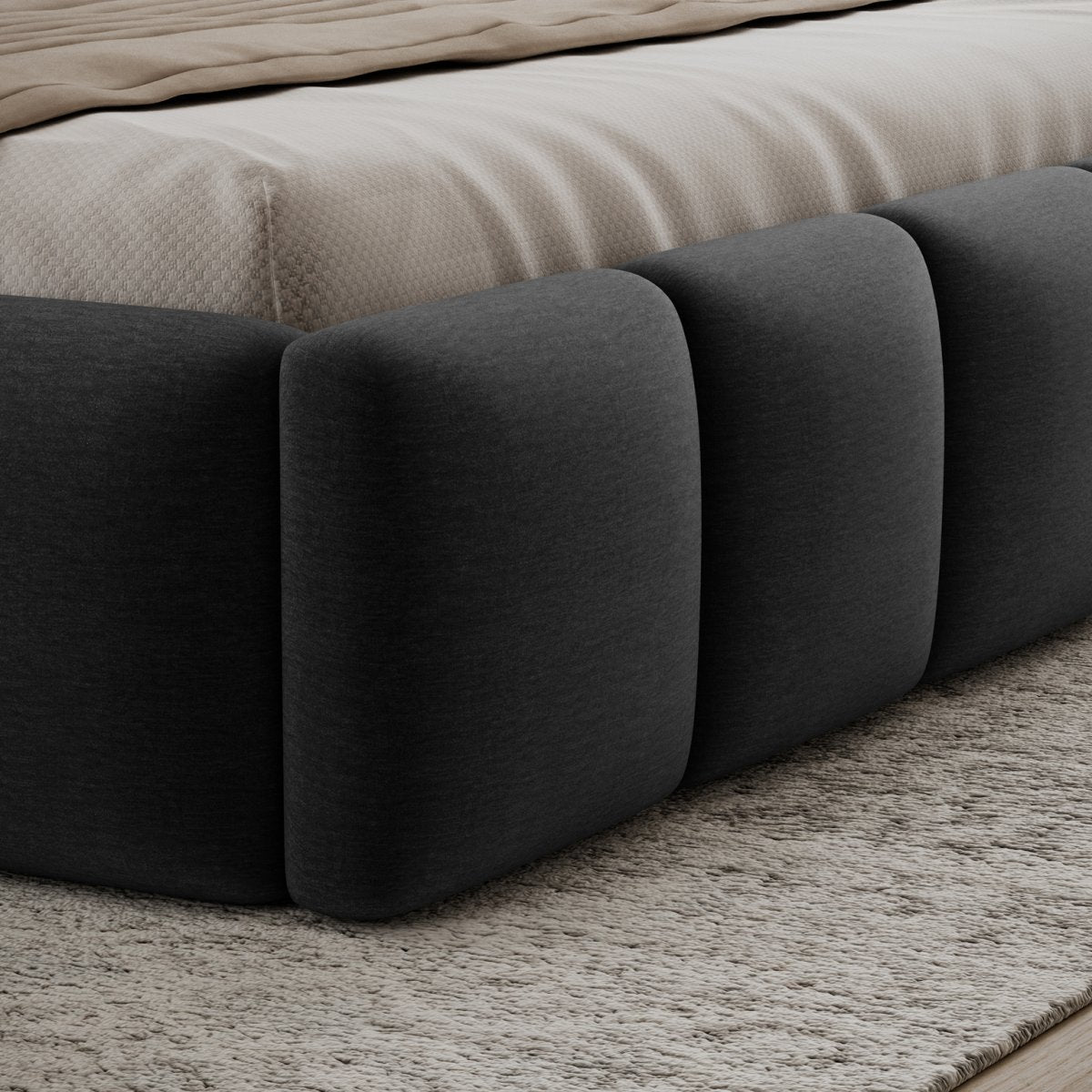 Lit coffre 180x200 sommier inclus Klaus Velours Gris foncé - vue 5