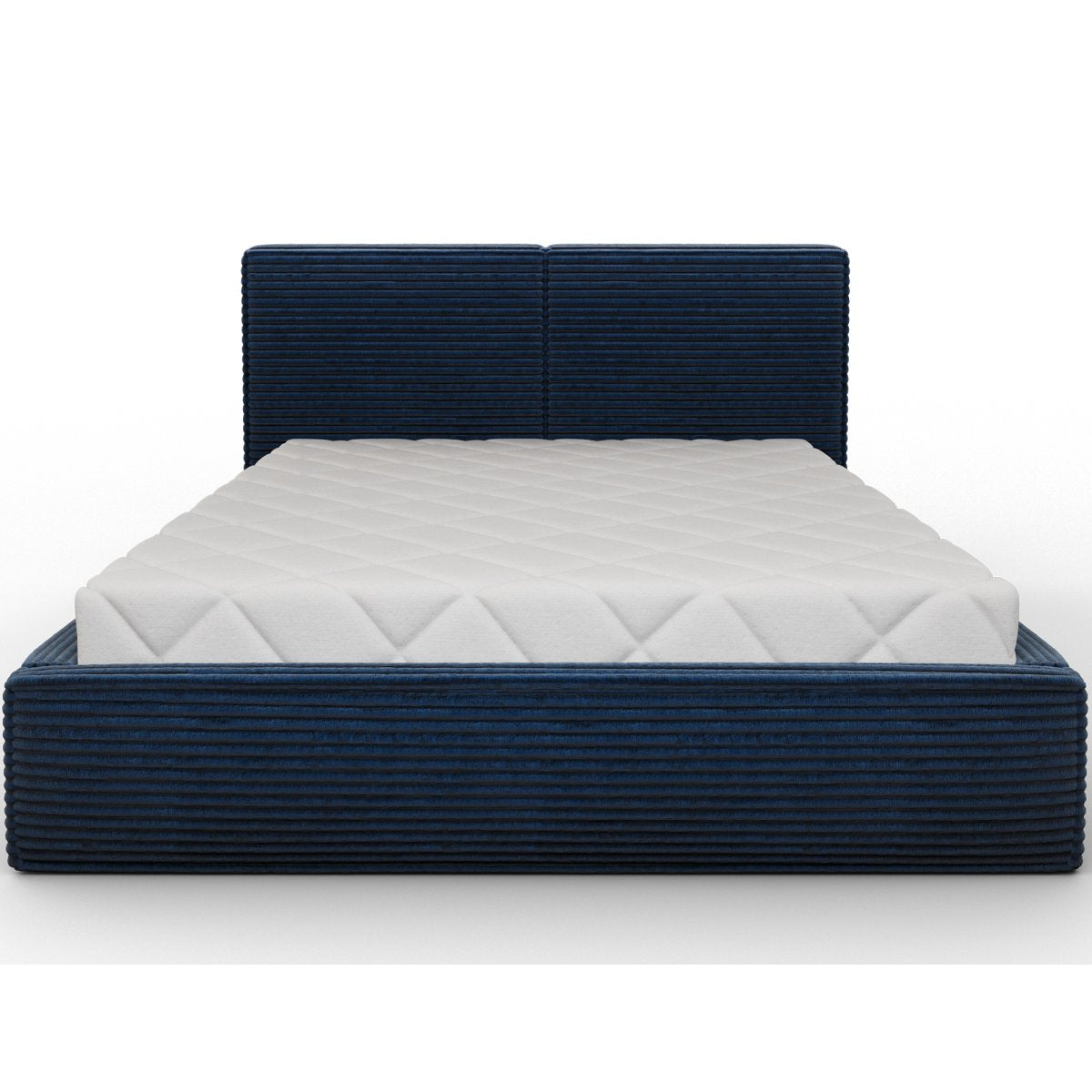 Lit coffre 180x200 sommier inclus Nox Velours côtelé Bleu foncé - vue 3
