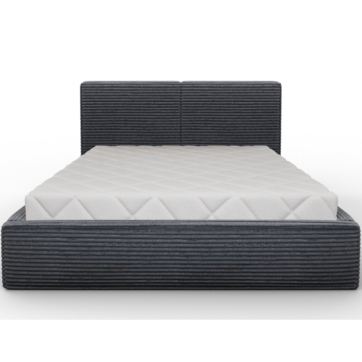 Lit coffre 180x200 sommier inclus Nox Velours côtelé Gris foncé - vue 3