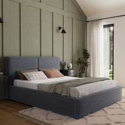 Lit coffre 180x200 sommier inclus Nox Velours côtelé Gris foncé