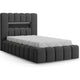 Lit coffre 90x200 sommier et LED inclus Auria Gris foncé