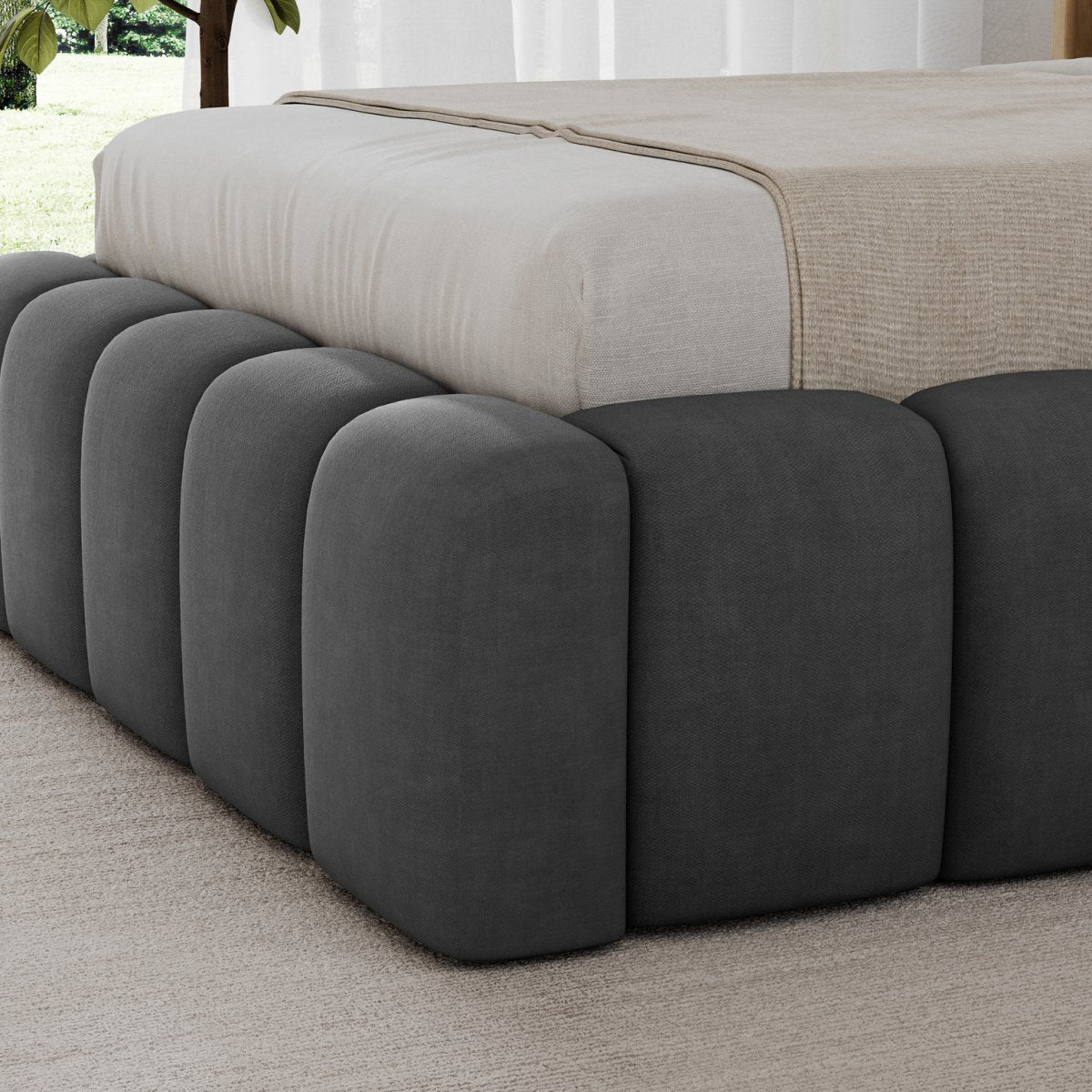Lit coffre 90x200 sommier et LED inclus Auria Gris foncé - vue 6