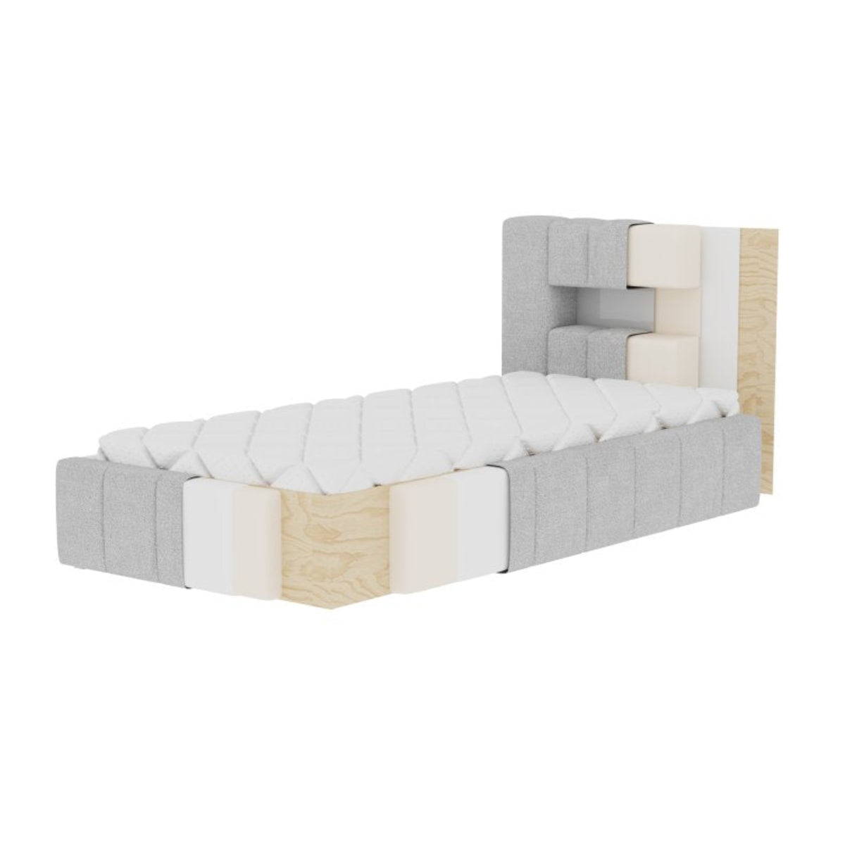 Lit coffre 90x200 sommier et LED inclus Auria Marron Foncé - vue 13