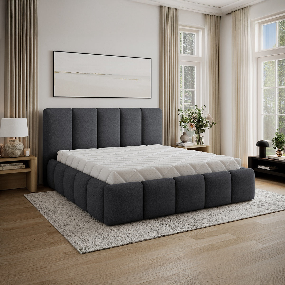 Lit coffre 180x200 sommier inclus Klaus Gris Foncé - vue 7