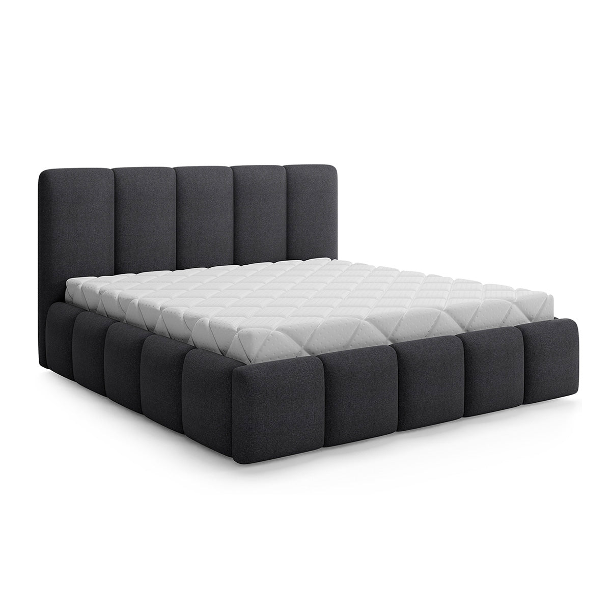 Lit coffre 180x200 sommier inclus Klaus Gris Foncé - vue 2