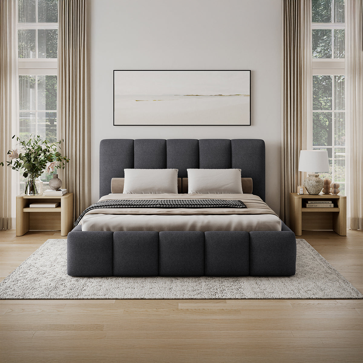 Lit coffre 180x200 sommier inclus Klaus Gris Foncé - vue 6