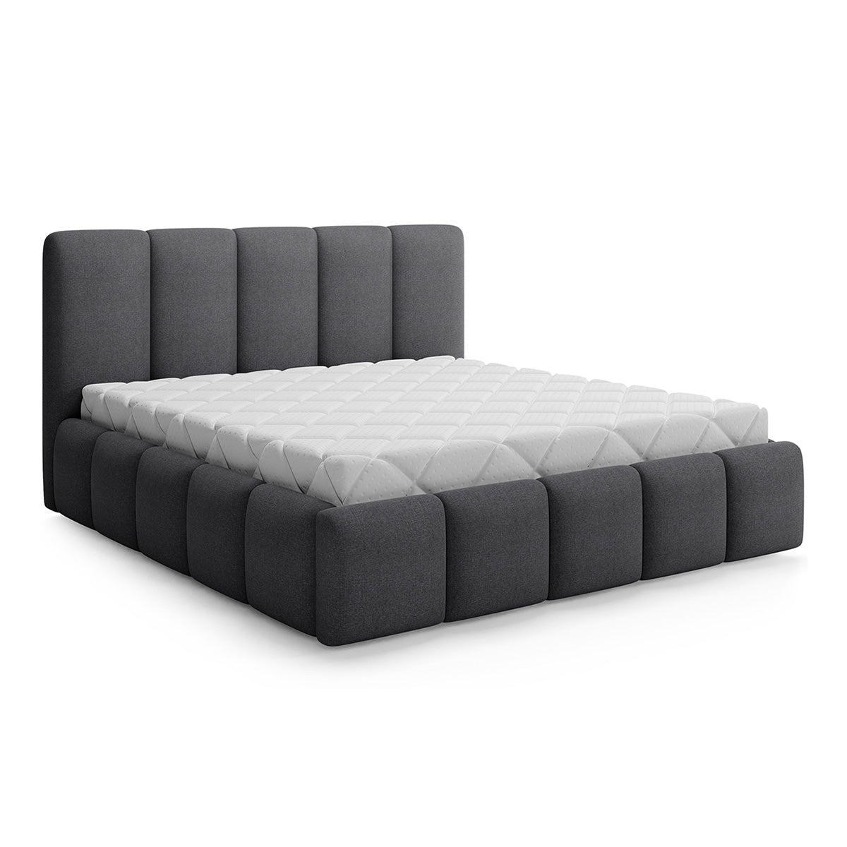 Lit coffre 180x200 sommier inclus Klaus Gris - vue 2