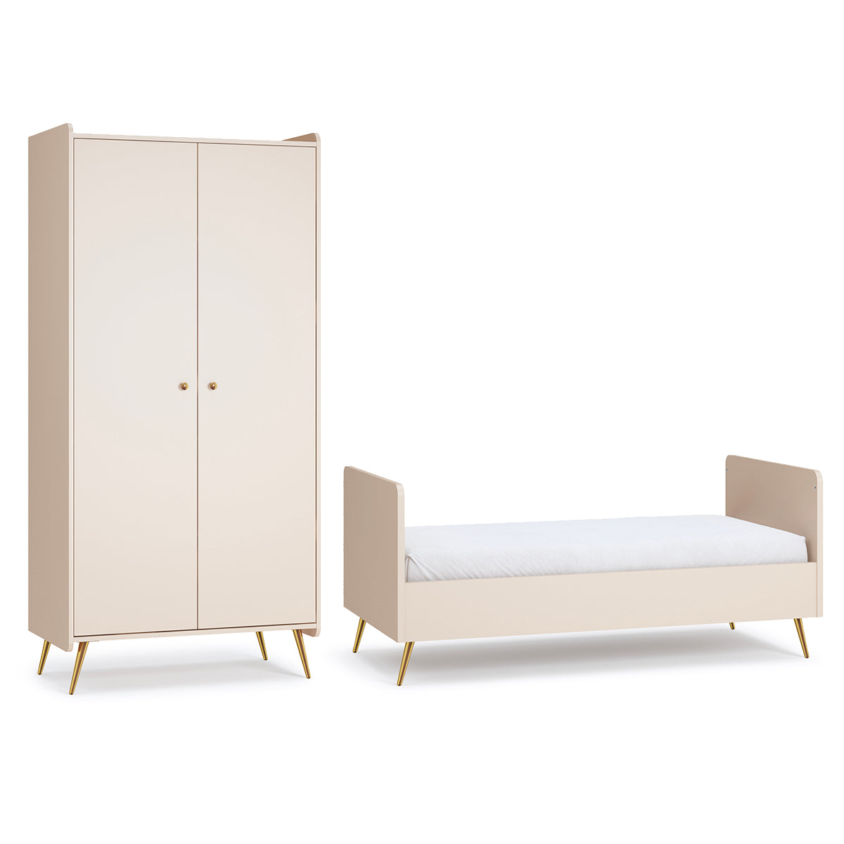Lit évolutif 70x140 et armoire 2 portes Vox Lunea Cachemire