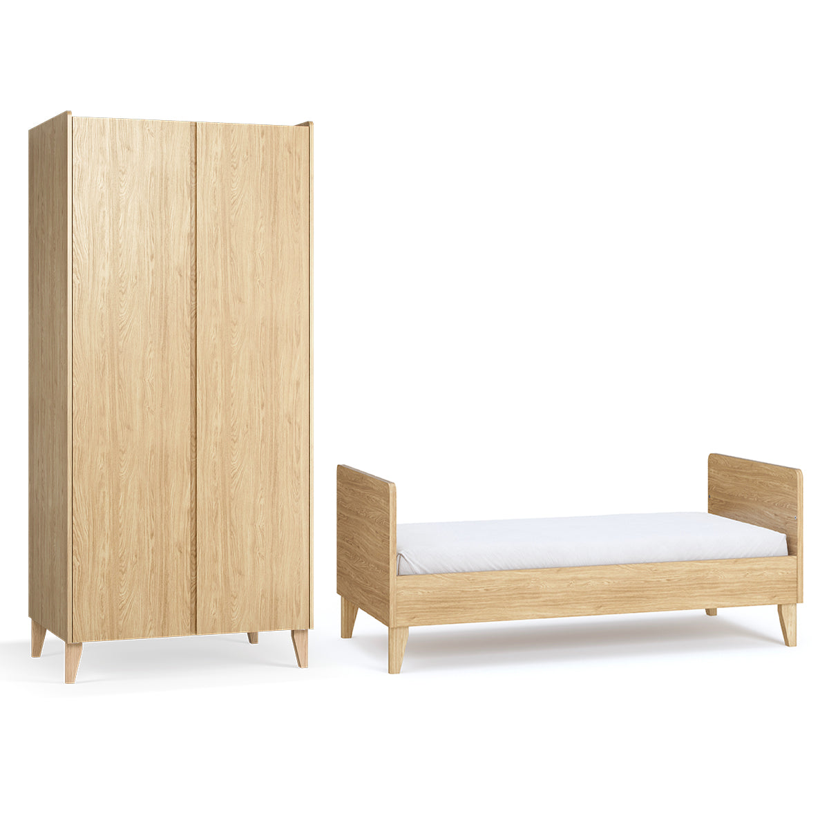 Lit évolutif 70x140 et armoire 2 portes Vox Muve Bois