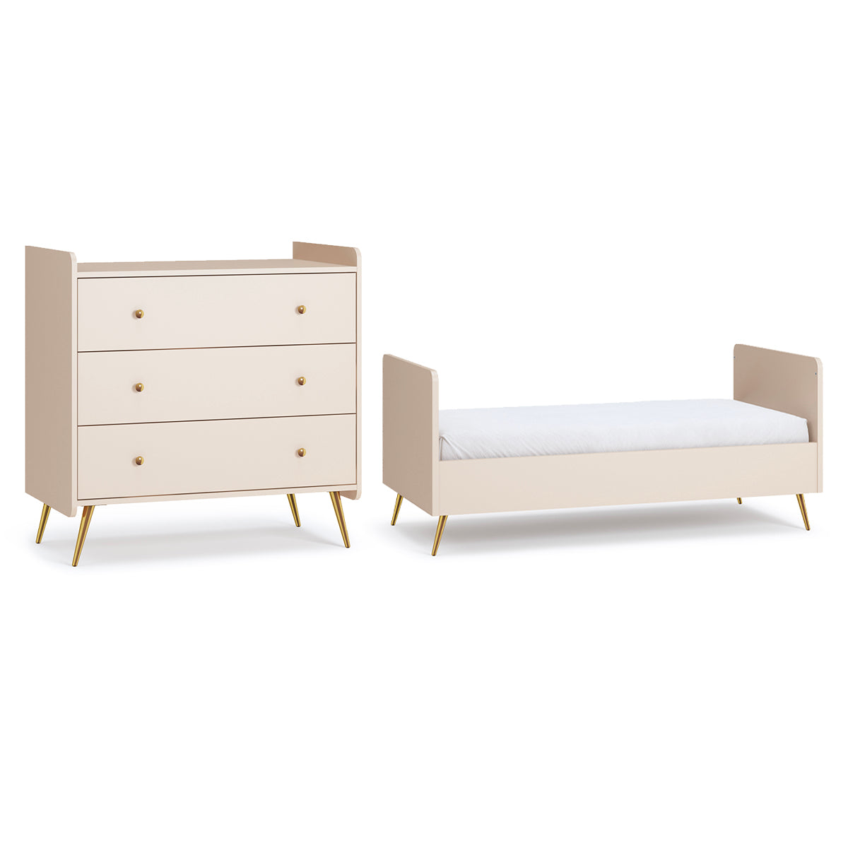 Lit évolutif 70x140 et commode 3 tiroirs Vox Lunea Cachemire